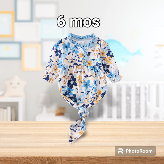 Blue Floral Baby Gown